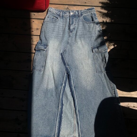 Utility Denim Maxi Skirt - Picture 1 of 3